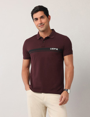 U.S. POLO ASSN. Printed Men Polo Neck Red T-Shirt