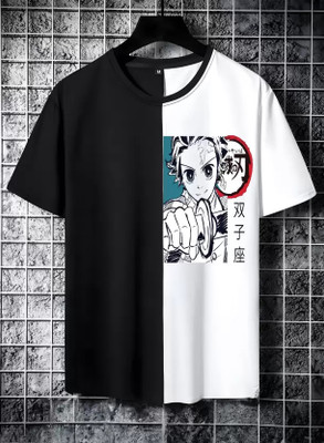 clickwell Printed Men Round Neck Black, White T-Shirt