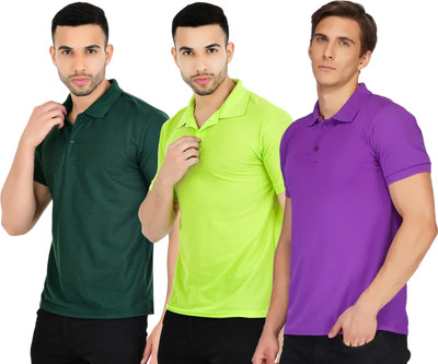 KEOTI Solid Men Polo Neck Multicolor T-Shirt