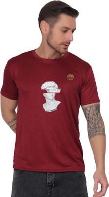 SOLBLOOMS Graphic Print Men Round Neck Maroon T-Shirt