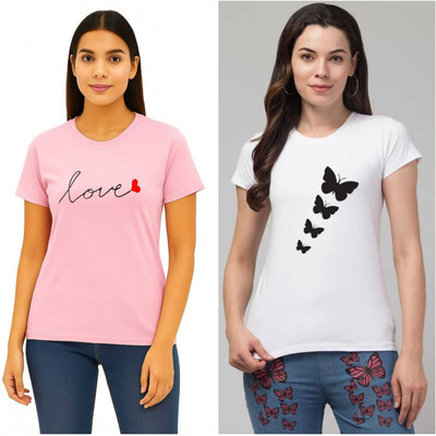 Sample Printed Women Round Neck Maroon T-Shirt