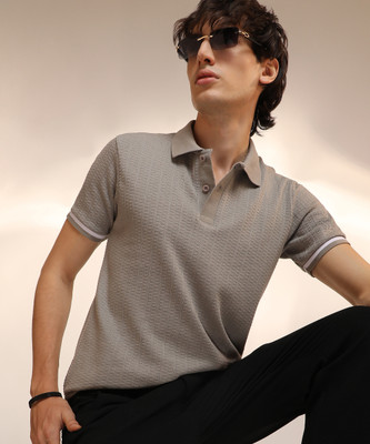 CAMPUS SUTRA Solid Men Polo Neck Grey T-Shirt