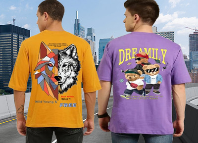 Parona Printed Men Round Neck Yellow, Purple T-Shirt