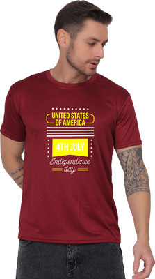 AZAADGARMENT Printed Men Round Neck Maroon T-Shirt