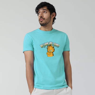 JP Creation Printed Men Round Neck Light Blue T-Shirt