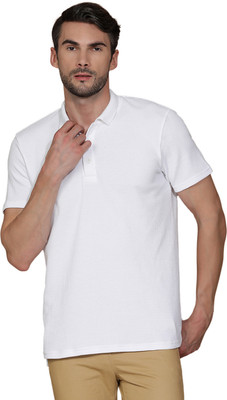 Homegrown Solid Men Polo Neck White T-Shirt