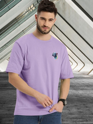D D FASHION Printed Men Round Neck Purple T-Shirt