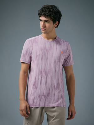 TECHNOSPORT Washed Men Round Neck Purple T-Shirt
