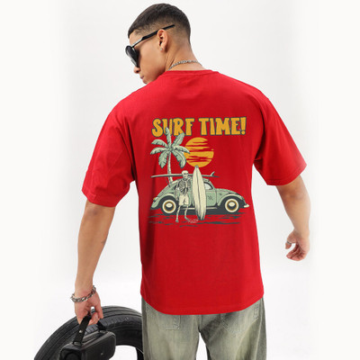 BDSQUARE Graphic Print Men Round Neck Red T-Shirt
