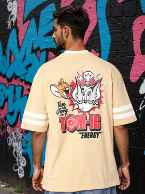 The Indian Garage Co. Printed Men Crew Neck Beige T-Shirt