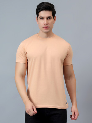 CANTABIL Solid Men Round Neck Pink T-Shirt