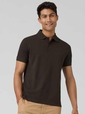 XYXX Solid Men Polo Neck Brown T-Shirt