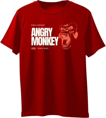 VIRAJ VINTAGE Graphic Print Men Round Neck Red T-Shirt