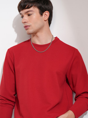HIGHLANDER Self Design Men Round Neck Maroon T-Shirt
