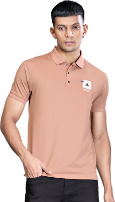 Maxzone Solid Men Polo Neck Orange T-Shirt