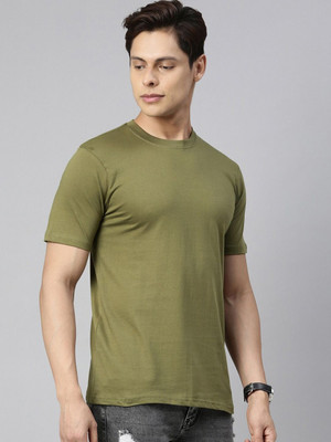OrrganicChics Solid Men V Neck Green T-Shirt