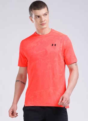 UNDER ARMOUR Self Design Men Crew Neck Red T-Shirt