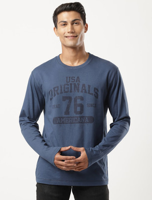 JOCKEY Printed Men Round Neck Blue T-Shirt