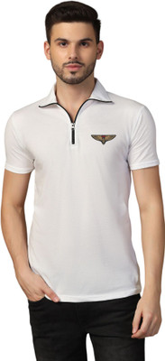 Lawful Casual Printed Men Polo Neck White T-Shirt