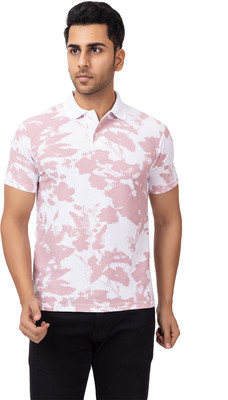 EMERALD APPAREL TRADING Printed Men Polo Neck Pink T-Shirt