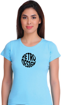 APE Graphic Print Women Round Neck Light Blue T-Shirt