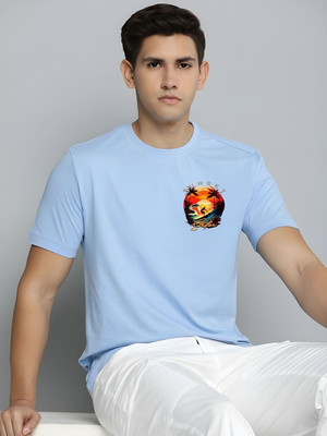 SZN Graphic Print Men Round Neck Light Blue T-Shirt