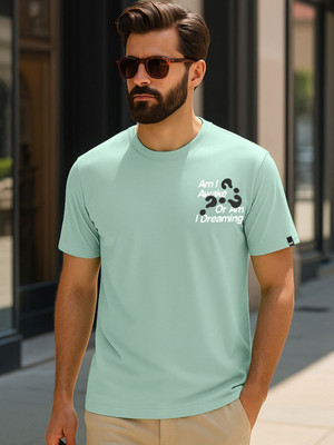 BEWAKOOF Typography Men Round Neck Green T-Shirt