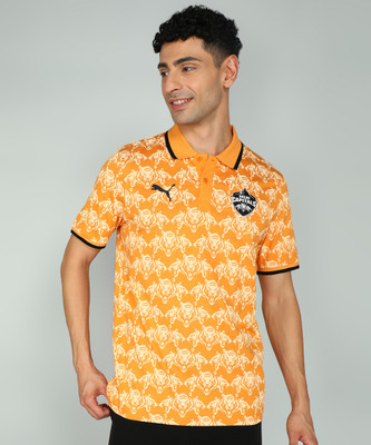 PUMA Printed Men Polo Neck Orange T-Shirt