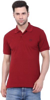 LEXON Solid Men Polo Neck Red T-Shirt