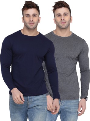 Kroptee Solid Men Round Neck Multicolor T-Shirt