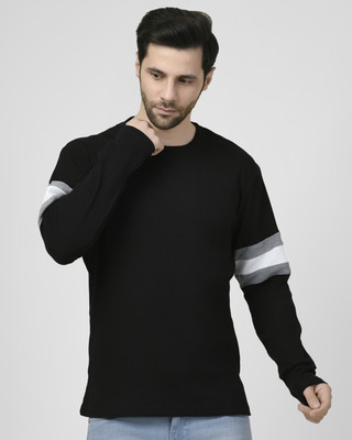 SMASH SMART WEAR Solid Men Round Neck Black T-Shirt