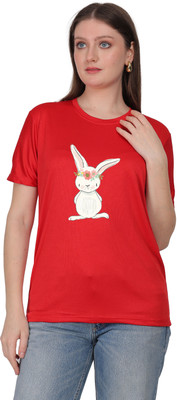 neeraj internationals Printed Women Round Neck Red T-Shirt