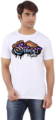 Clickwell Trending Printed Men Round Neck White T-Shirt