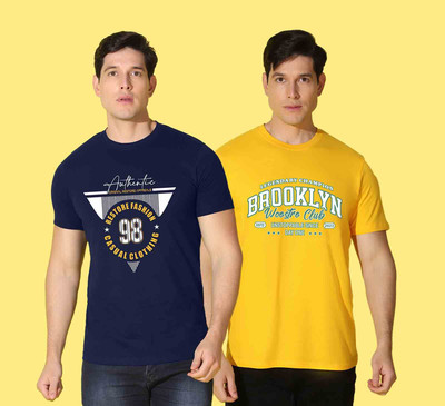 WOOSTRO Printed Men Round Neck Multicolor T-Shirt
