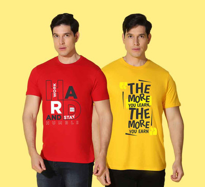WOOSTRO Typography, Solid Men Round Neck Multicolor T-Shirt