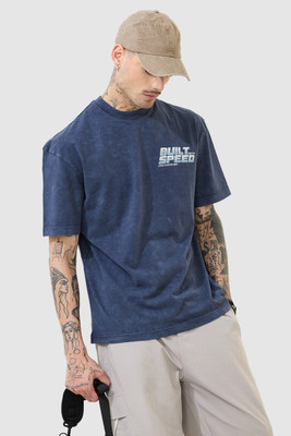 Snitch Graphic Print Men Crew Neck Dark Blue T-Shirt