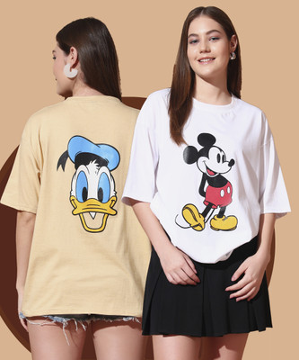 DreamBe Graphic Print Women Round Neck White, Green T-Shirt