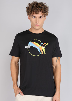 PUMA Printed Men Crew Neck Black T-Shirt