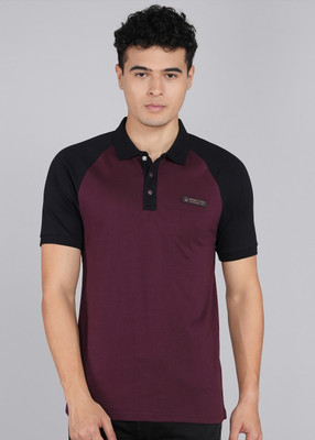 United Colors of Benetton Solid Men Polo Neck Maroon T-Shirt