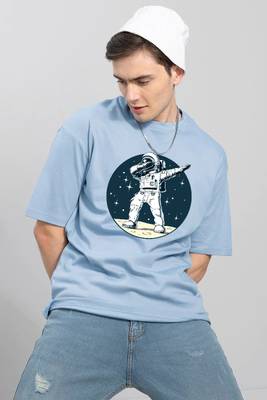 Trillion Printed Men Round Neck Light Blue T-Shirt