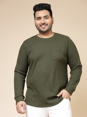 RIGO Solid Men Round Neck Green T-Shirt