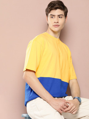 HARVARD Colorblock Men Round Neck Yellow T-Shirt