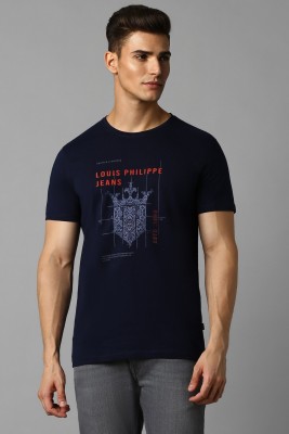 LOUIS PHILIPPE Printed Men Round Neck Blue T-Shirt