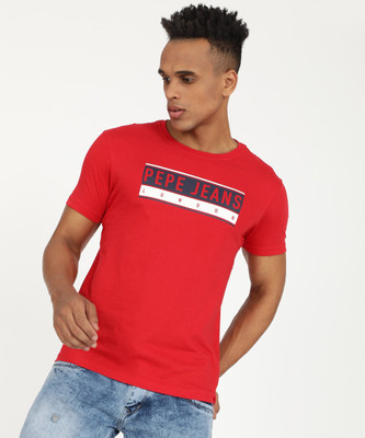 Pepe Jeans Typography Men Round Neck Red T-Shirt