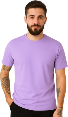 Be Collardo Solid Men Round Neck Purple T-Shirt