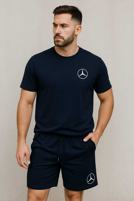 A4S Printed Men Round Neck Blue T-Shirt