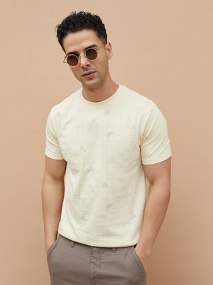 CODE by Lifestyle Printed Men Round Neck Yellow T-Shirt