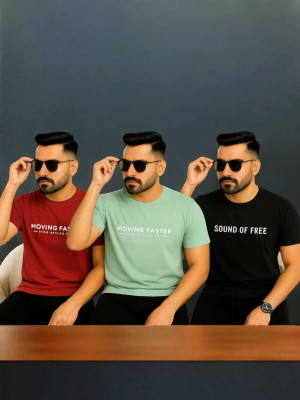 RBI Geometric Print Men Round Neck Multicolor T-Shirt