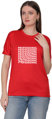 Aaso Printed Women Round Neck Red T-Shirt