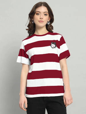 THE DRY STATE Printed Women Round Neck Red, White T-Shirt